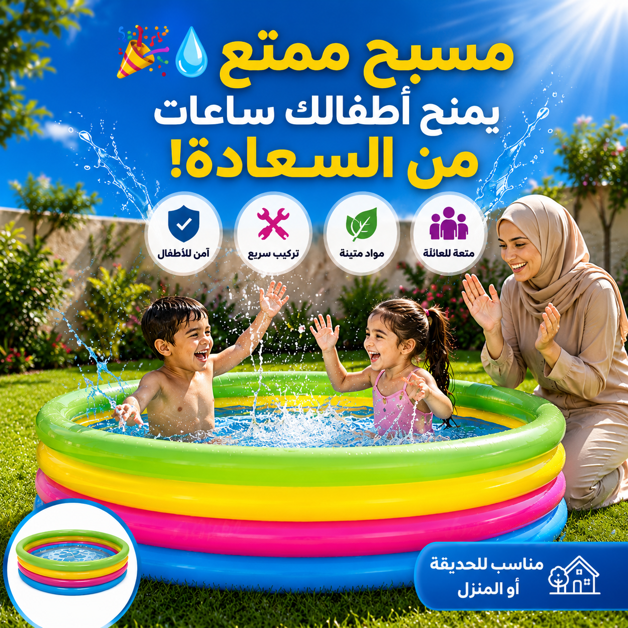 🌊 امنح أطفالك أوقاتًا مليئة بالمرح والانتعاش🏊مع مسبح القابل للنفخ🌈