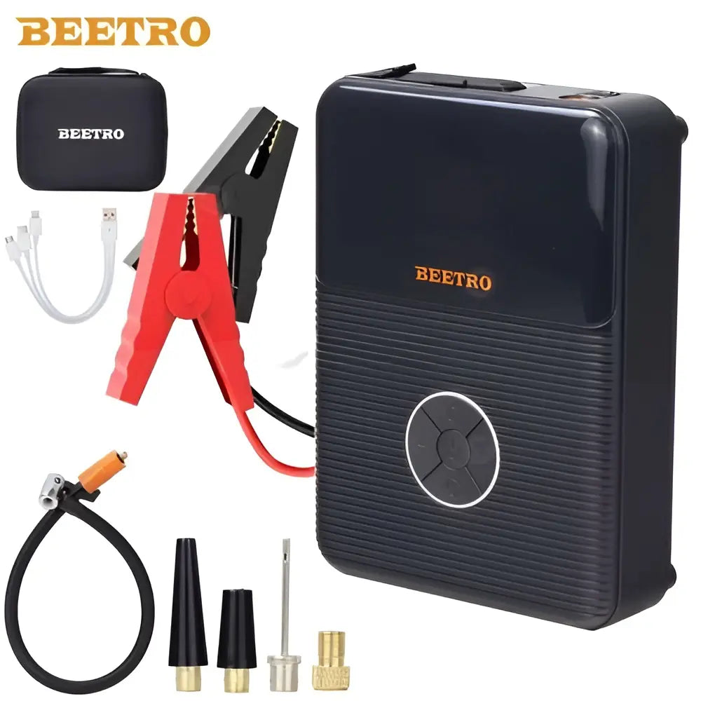 مجموعة الطوارئ المتكاملة BEETRO: شاحن بطارية، منفاخ، ومصباح LED