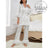 بيجامة نسائية من ثلاث قطع مزينة بريش في الأكمام و الأقدام ensemble de pyjama 3 pièces décoré avec des plumes